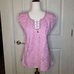 Pink Beaded Sleeveless Top